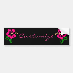Tropical Pink Hibiscus Flower Thunder_Cove Bumper Sticker