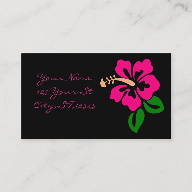 Tropical Pink Hibiscus Flower Thunder_Cove Business Card (Front)