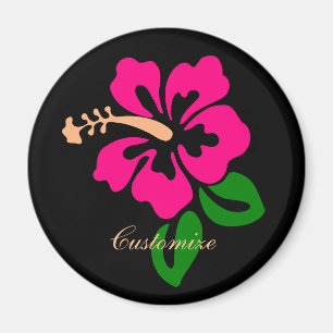 Tropical Pink Hibiscus Flower Thunder_Cove Magnet