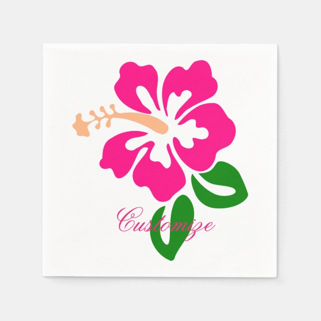 Tropical Pink Hibiscus Flower Thunder_Cove Napkin (Front)