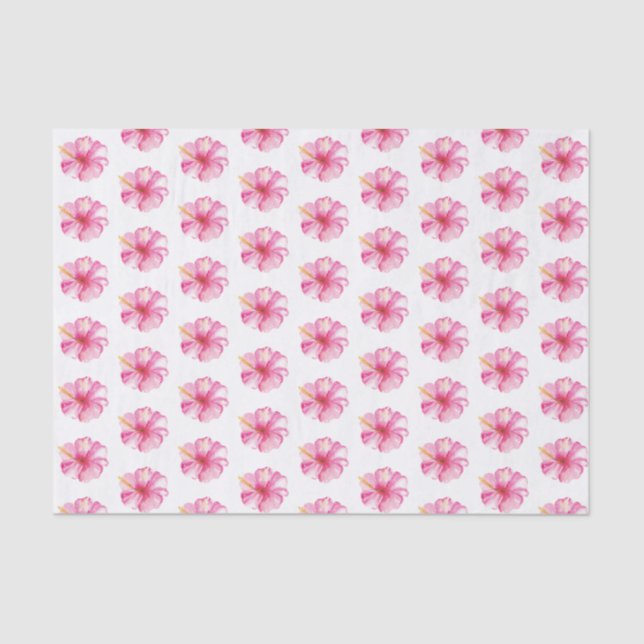 Tropical Pink Hibiscus Flower Tissue Paper (Front)