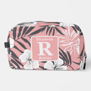 Tropical pink hibiscus personalised Monogram  Dopp Kit