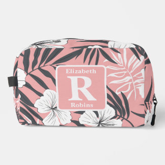 Tropical pink hibiscus personalised Monogram  Dopp Kit