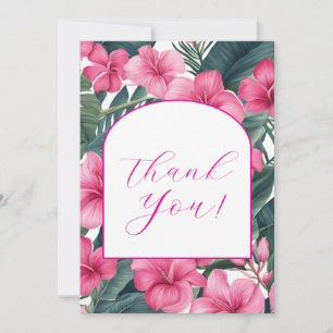 Tropical Pink Holiday Floral Thank You Card
