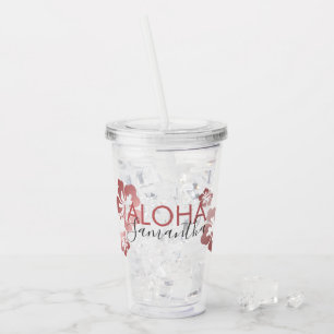 Tropical Pink Individual Personalised Party Favour Acrylic Tumbler