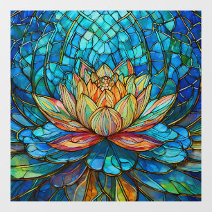 tropical Pink lotus 3 stained glass art Window Cling