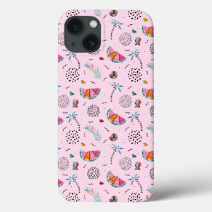 Tropical Pink Memphis Style Pattern iPhone 13 Case