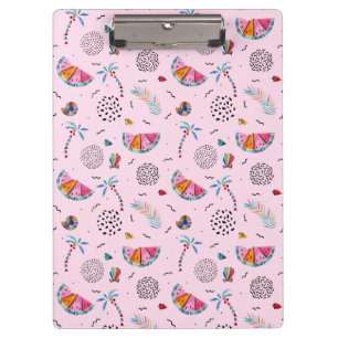 Tropical Pink Memphis Style Pattern Clipboard