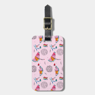 Tropical Pink Memphis Style Pattern Luggage Tag