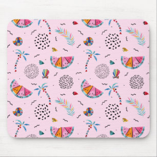 Tropical Pink Memphis Style Pattern Mouse Mat