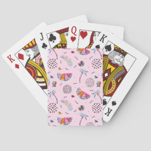 Tropical Pink Memphis Style Pattern Playing Cards