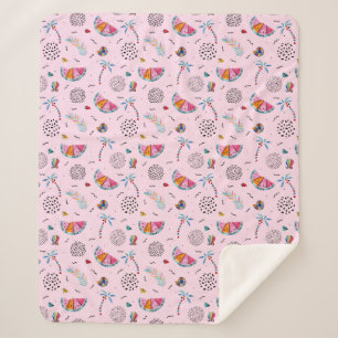 Tropical Pink Memphis Style Pattern Sherpa Blanket