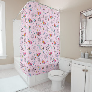 Tropical Pink Memphis Style Pattern Shower Curtain