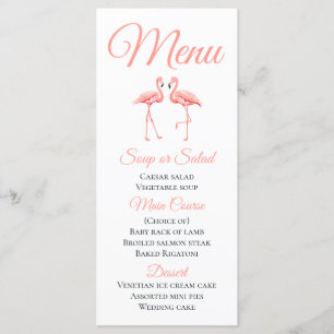 Tropical Pink Menu Flamingo Beach Summer Wedding