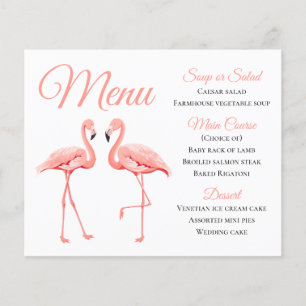 Tropical Pink Menu Flamingo Wedding Bridal Shower