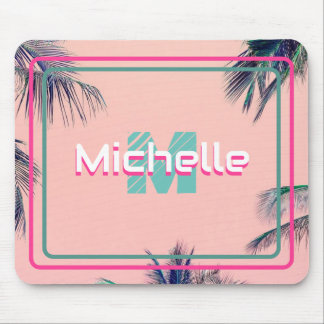 Tropical Pink Name and Initial Mousepad