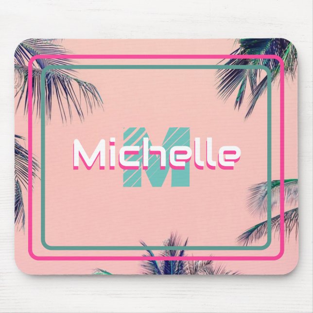 Tropical Pink Name and Initial Mousepad (Front)