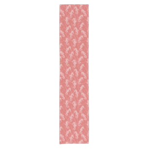 Tropical Pink Orange Coral Reef Seahorse Short Table Runner