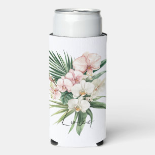 Tropical Pink Orchid Flowers Seltzer Can Cooler