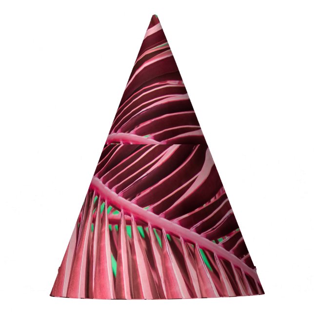 Tropical Pink Palm Leaves Background Party Hat (Front)