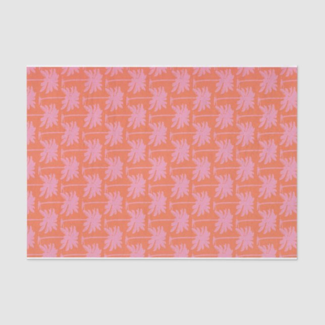 Tropical Pink Palm Tree Costal Nautical Beach Tissue Paper (Front)