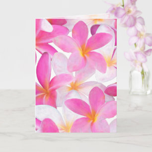 Tropical Pink Plumeria Flower Hawaii Floral Card