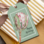 Tropical Pink Protea Floral on Mint Gift Tags<br><div class="desc">A beautiful hand painted watercolor pink protea floral blossom on a mint green background,  PERSONALIZE these gift tags / party favour tags for your occasion. CHANGE the background colour to any colour! MATCHING items in our store.</div>