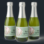 Tropical Pink Protea Floral on Mint MINI Sparkling Wine Label<br><div class="desc">A beautiful hand painted watercolor pink protea floral blossom on a mint green background,  PERSONALIZE these mini sparkling wine bottle labels for party favors,  holiday gifts or to serve at your party. MATCHING items in our collection.</div>