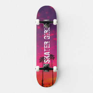 Tropical Pink Purple Beach Sunset Name Skateboard