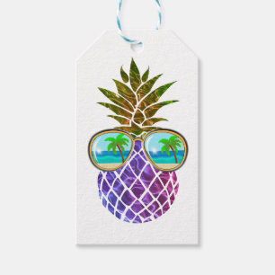 Tropical pink purple pineapple gift tags