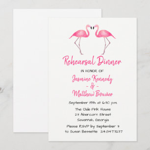 Tropical Pink Rehearsal Dinner Flamingo Wedding Invitation