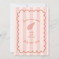 Tropical Pink Stripe Seashell Save The Date