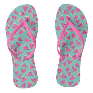 Tropical Pink Summer Watermelon Pattern Flip Flops