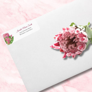 Tropical Pink Watercolor Protea Floral Wedding