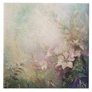 Tropical Pink White Floral  Tile
