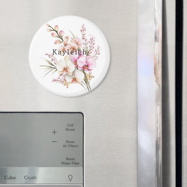 Tropical Pink White Orchid Flowers Magnet (In Situ (Fridge))