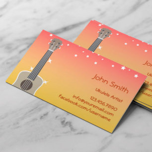 Tropical Pink & Yellow Sky Ukulele Artist Business Card