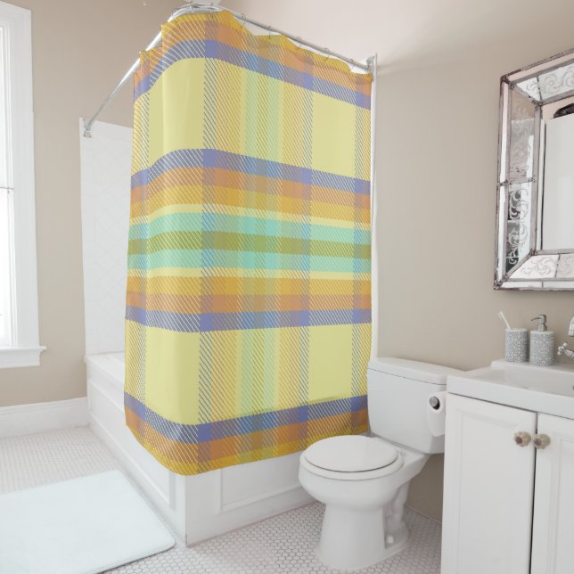 Tropical Plaid HTS Shower Curtain (In Situ)