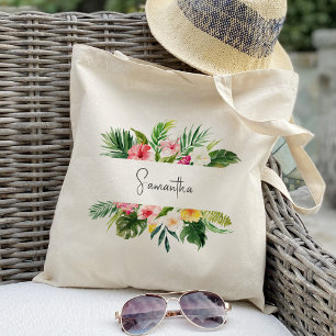 Tropical Plam Floral Bridesmaid Personalised Tote Bag