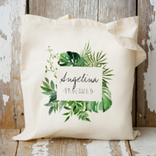 Tropical Plam Leaf Personalised Bridesmaid Tote Bag