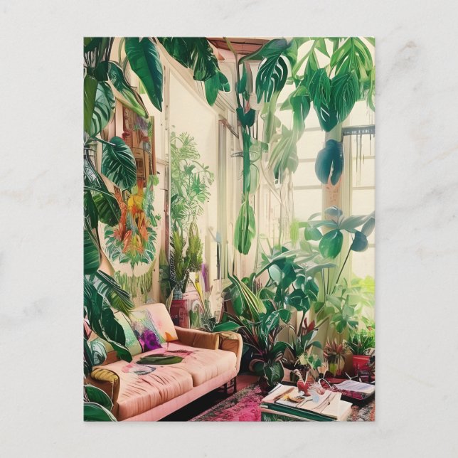 Tropical Plant Lovers Paradise Living Room Postcard (Front)