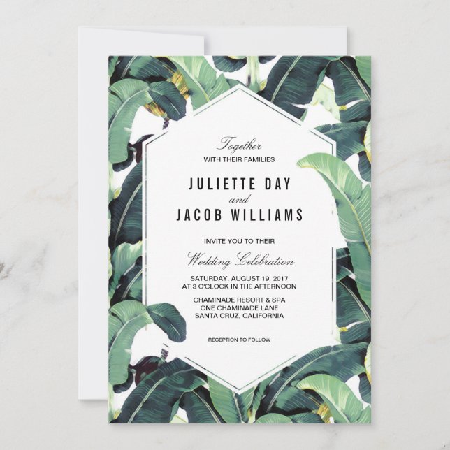 Tropical Plantation Destination Wedding Invitation (Front)