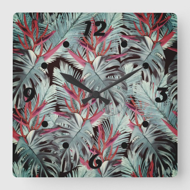 Tropical plants 1 . square wall clock (Front)