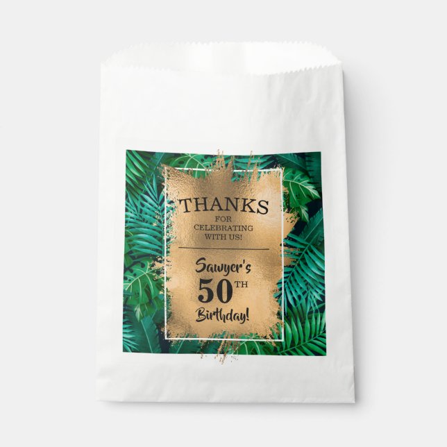 Tropical Plants 50th Birthday Party Favour Bag (Front)