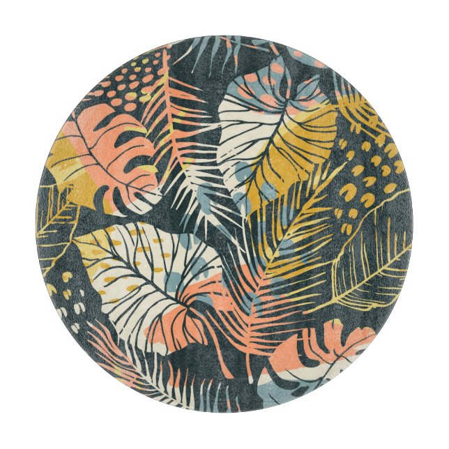 Tropical plants: abstract artistic pattern. cutting board (Front)