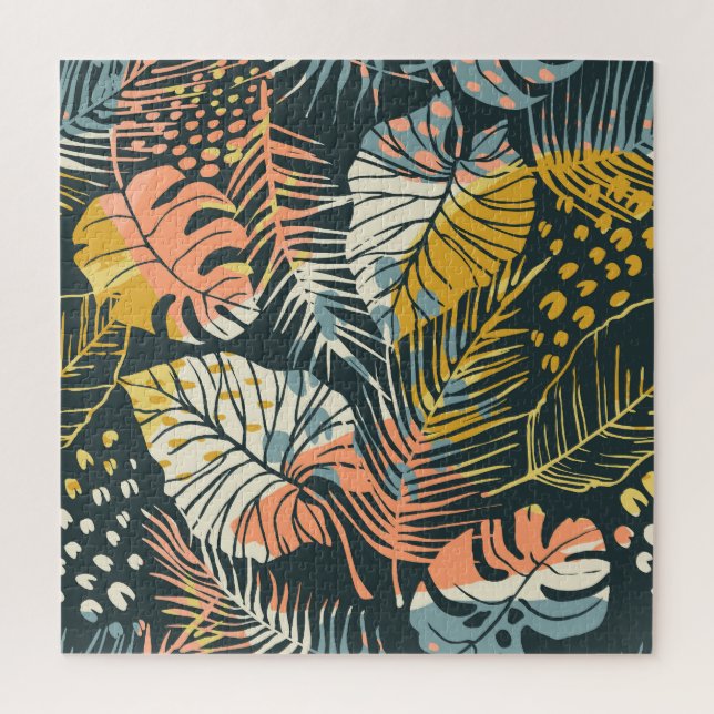 Tropical plants: abstract artistic pattern. jigsaw puzzle (Vertical)