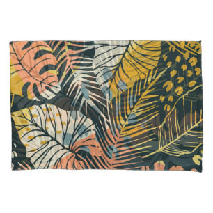 Tropical plants: abstract artistic pattern. pillowcase