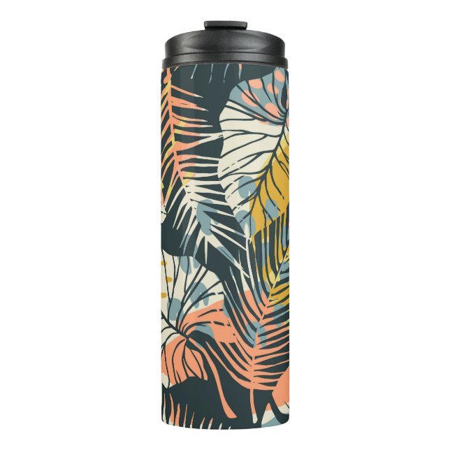Tropical plants: abstract artistic pattern. thermal tumbler (Front)