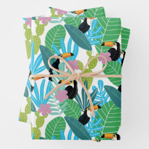Tropical Plants and Birds  Wrapping Paper Sheet