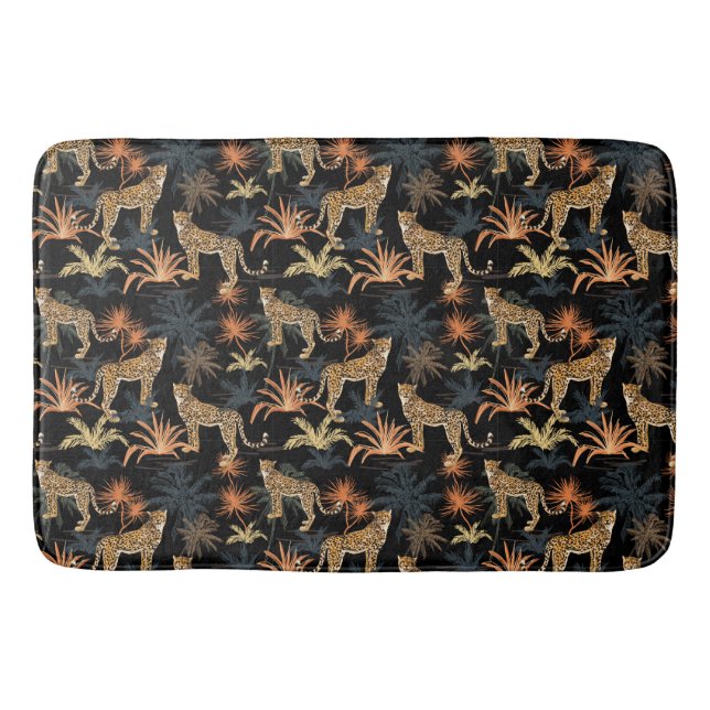 Tropical Plants and Cheetahs Bath Mat (Front)